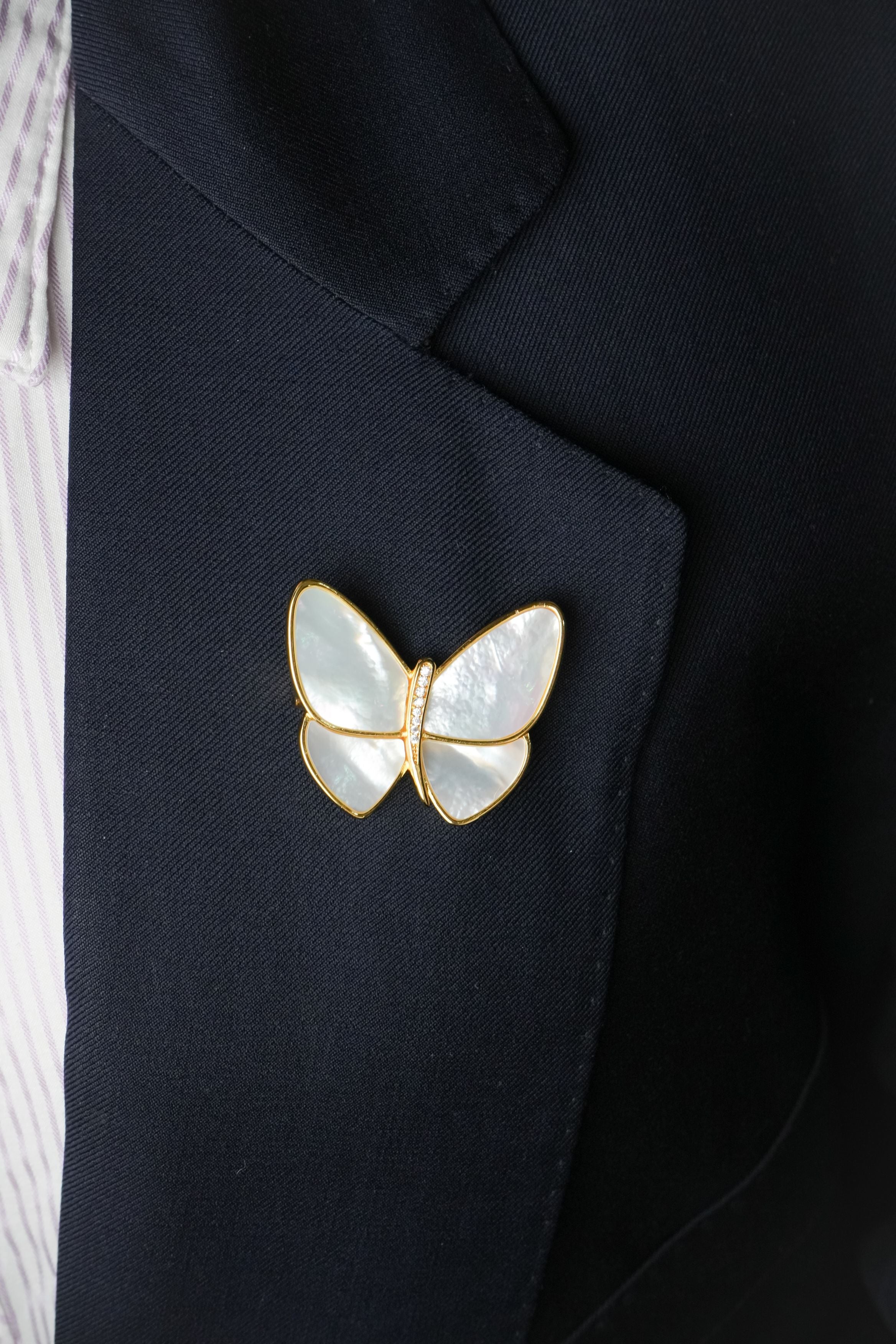 Alphabet VCA MOP Butterfly Brooch | Mother of Pearl Designer Fashion Pin