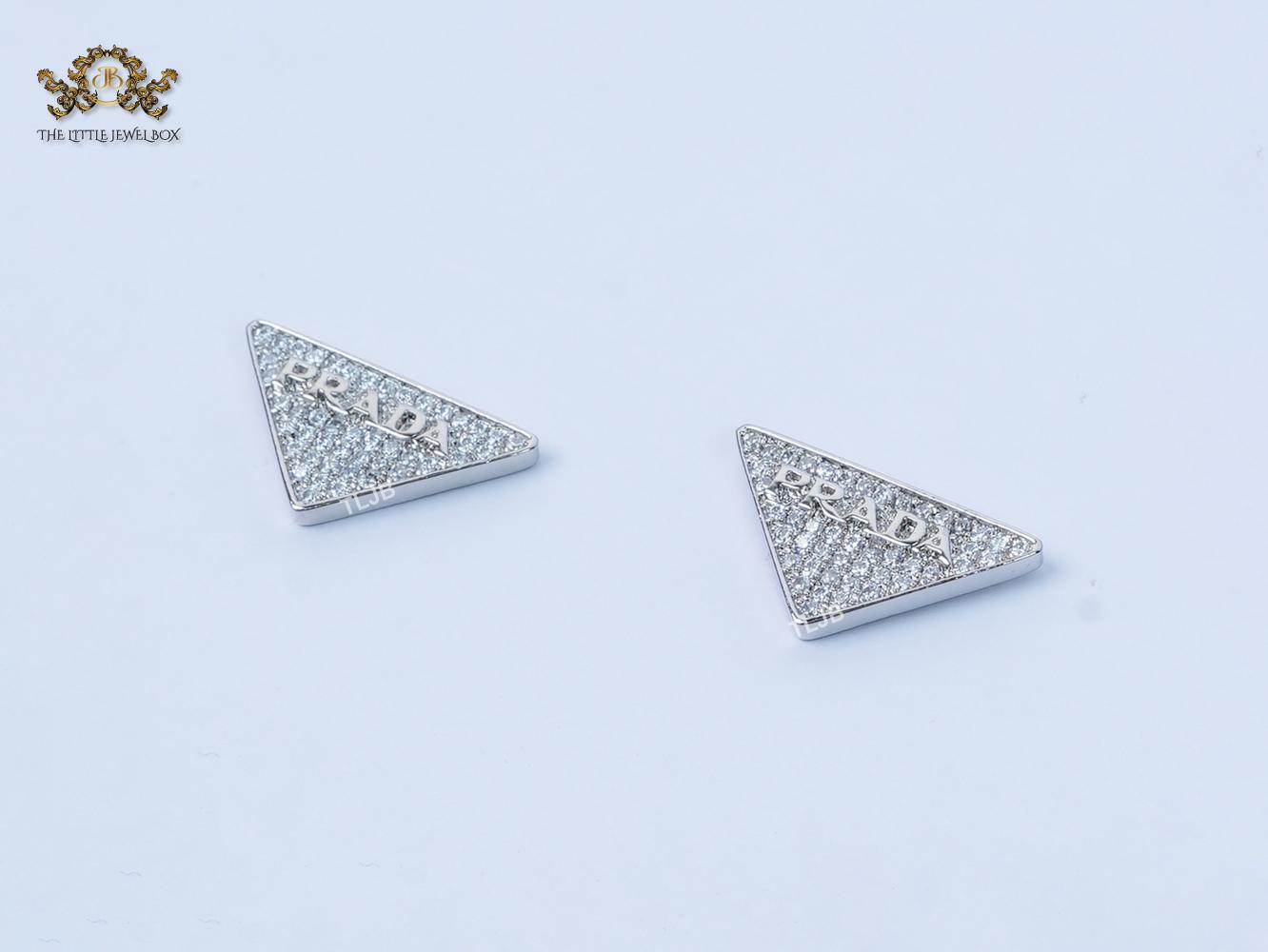Alphabet P cz triangular studs small