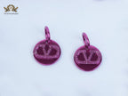 Alphabet V pink rhinestone dangles