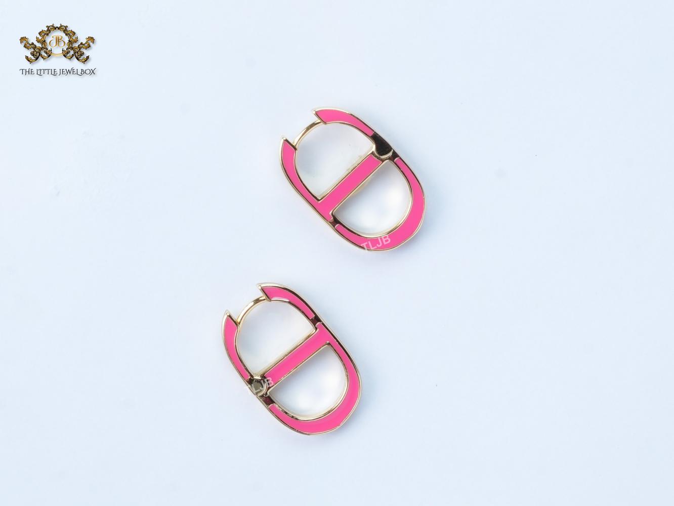 Alphabet CD pink enamel earrings