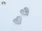 Alphabet Y cz and heart studs platinum