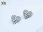 Alphabet Y cz and heart studs platinum
