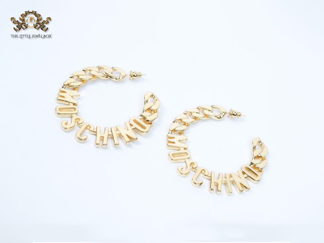 Alphabet M gold hoops