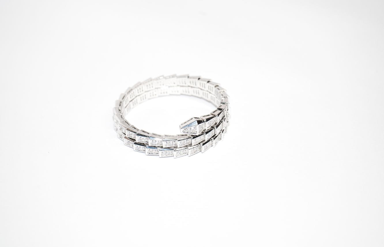 Silver CZ Serpent Tennis Bracelet
