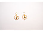 Gold and Pink Double Heart Drop Earrings