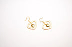 Gold and white Double Heart Drop Earrings