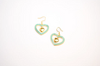 Gold and Turquoise Double Heart Drop Earrings