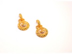 Gold Double C Vintage Pearl Medallion Earrings