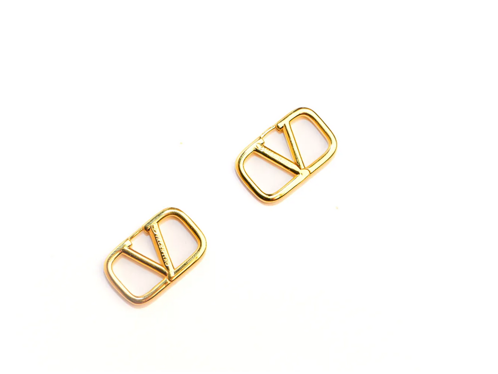 Gold Alphabet V Stud Earrings