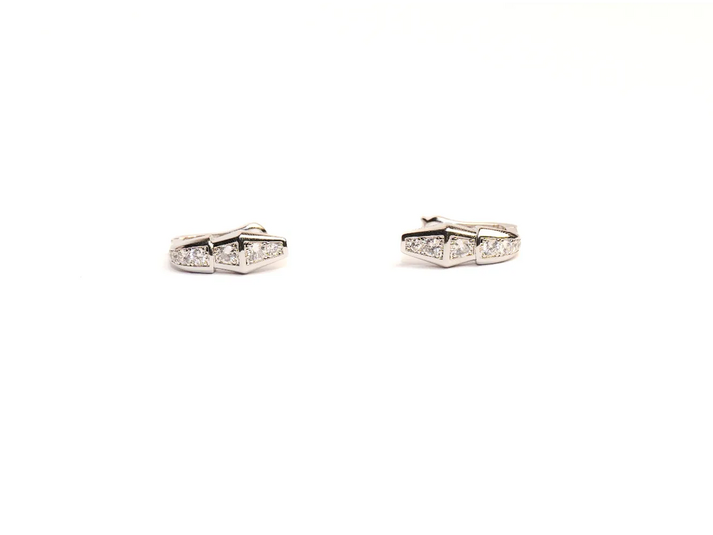 Platinum Plated CZ Snake Hoop Earrings