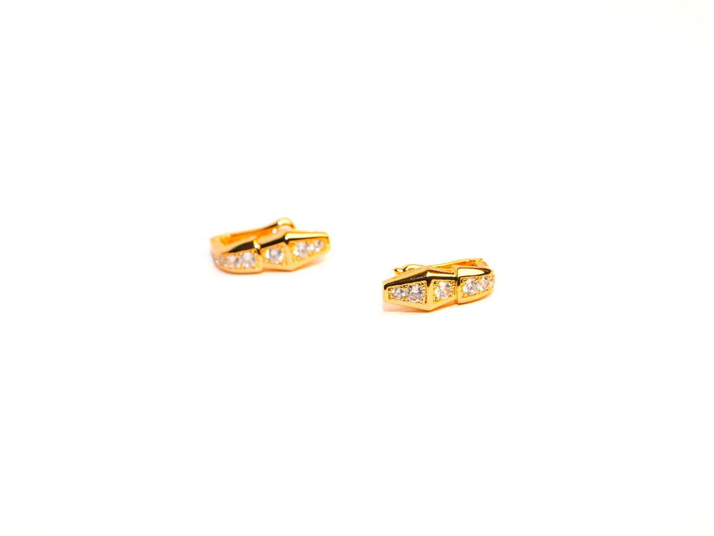 Gold CZ Snake Stud Earrings