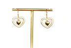Gold and white Double Heart Drop Earrings