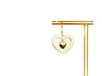 Gold and white Double Heart Drop Earrings