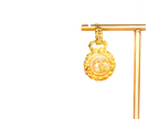 Gold Double C Vintage Pearl Medallion Earrings