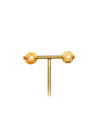 Gold Pearl and CZ Round Stud Earrings