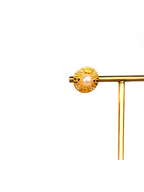 Gold Pearl and CZ Round Stud Earrings