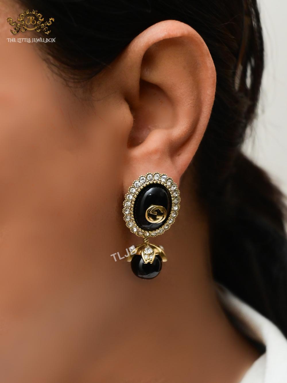Double G vintage black earrings