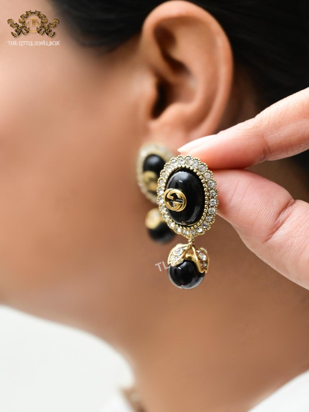Double G vintage black earrings