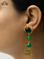 Double C emerald green danglers