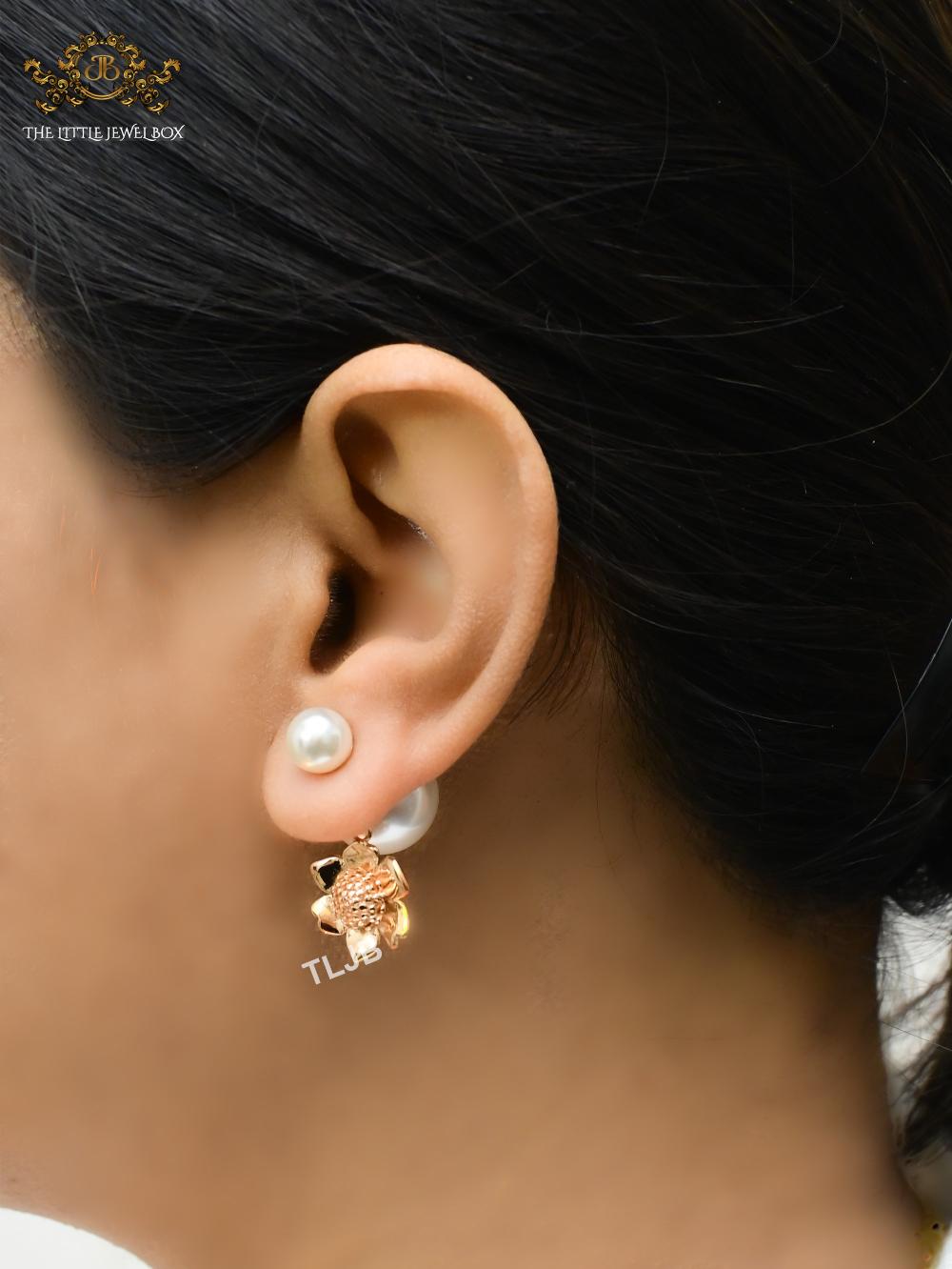 Floral CD rose gold bomber studs