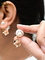 Floral CD rose gold bomber studs