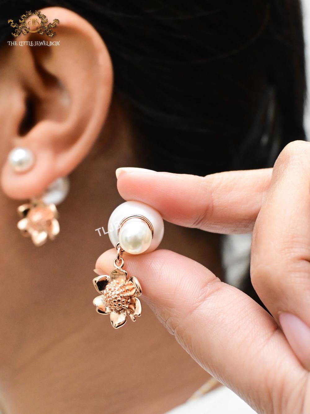 Floral CD rose gold bomber studs