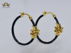 Alphabet T gold and black enamel hoops