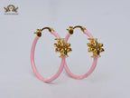 Alphabet T gold and baby pink enamel hoops