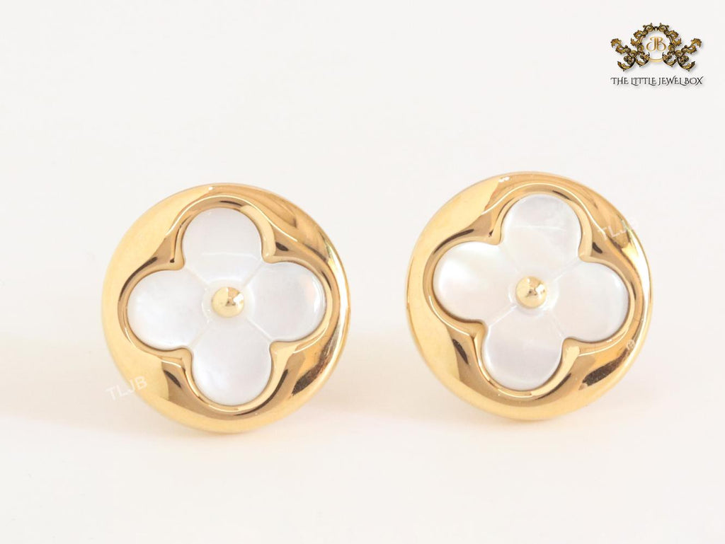 White MOP and gold studs