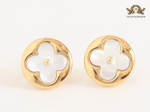 White MOP and gold studs