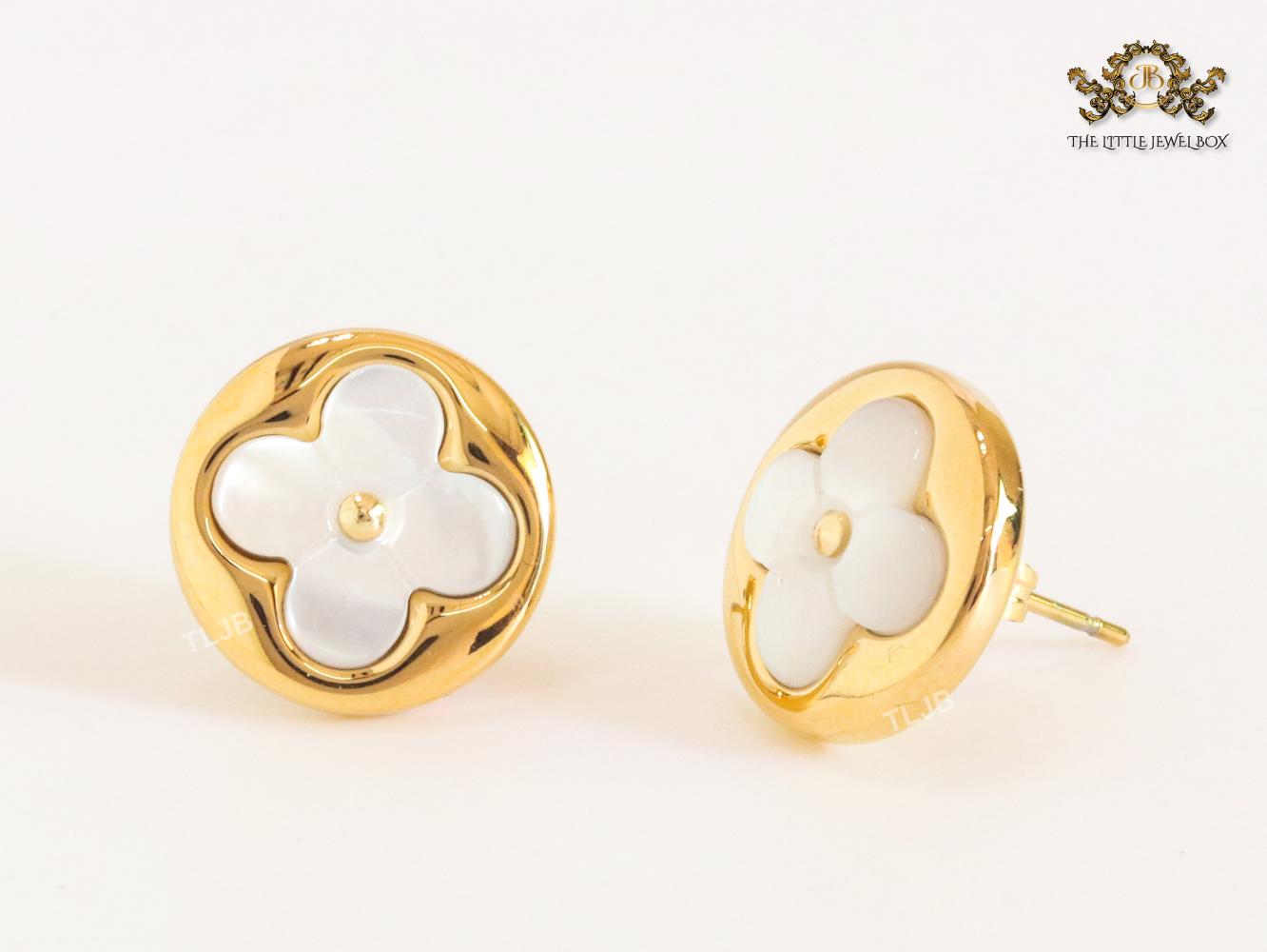 White MOP and gold studs