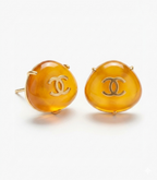 Amber Double C Triangular Matt Gold Stud Earrings