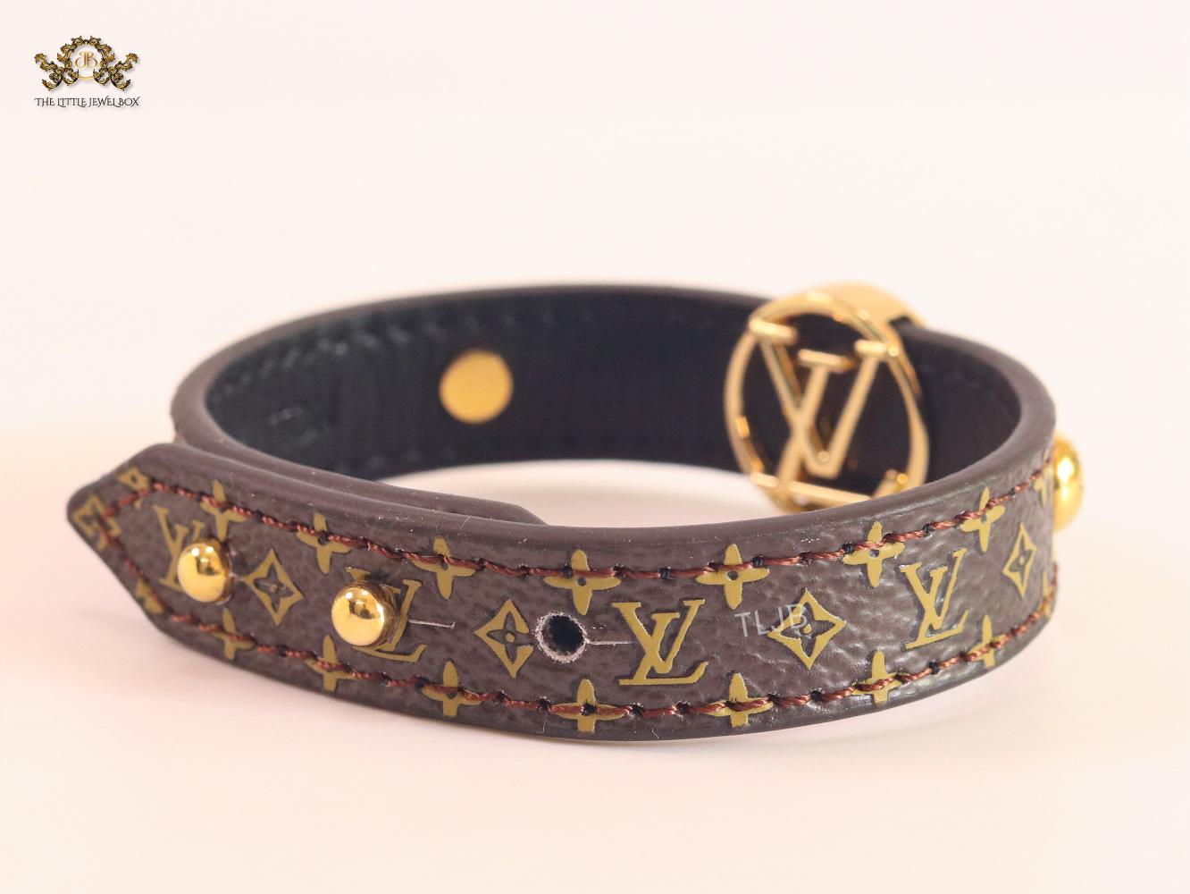 Alphabet L & V brown leather bracelet