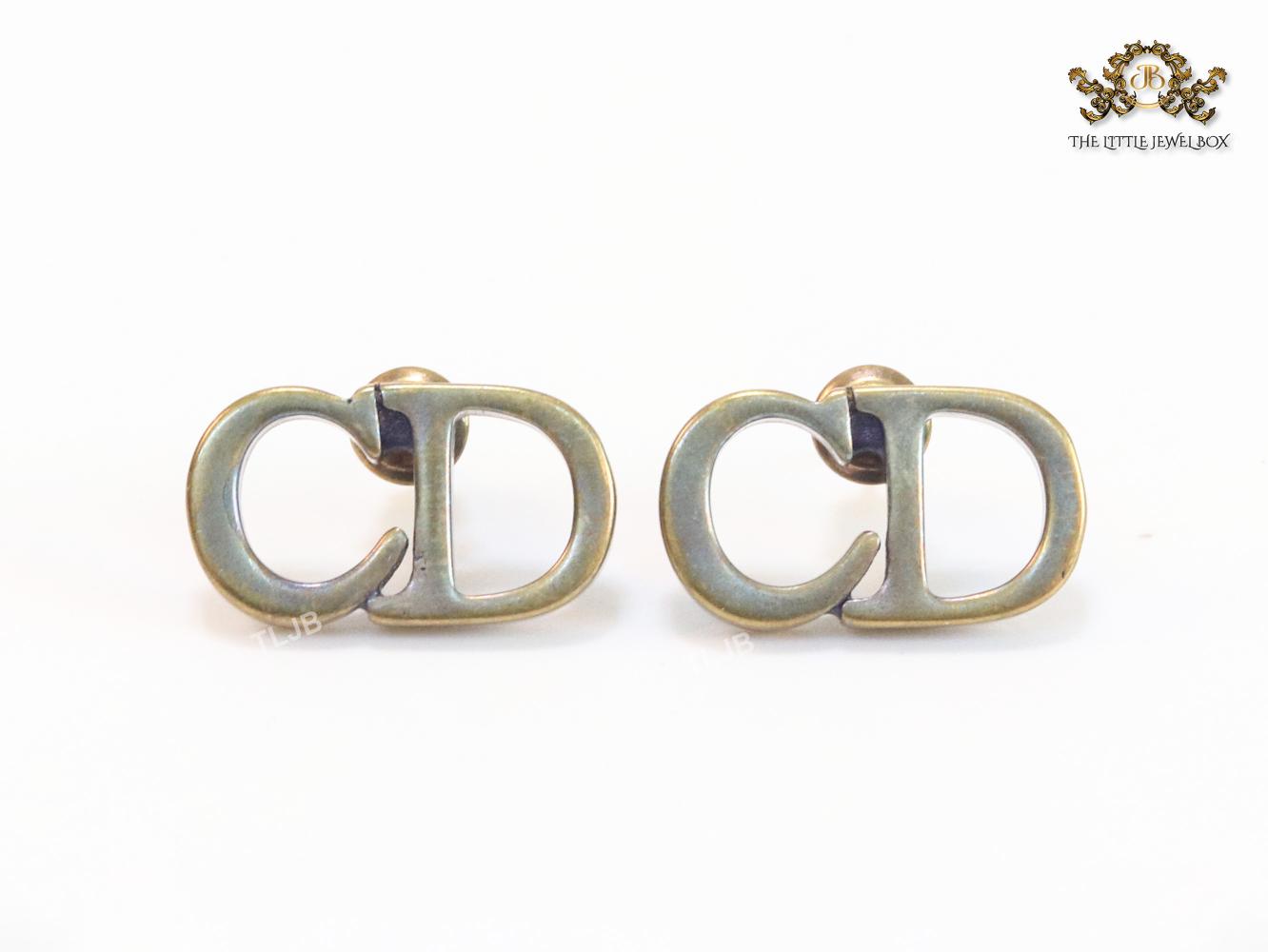 Alphabet CD oxidized gold studs