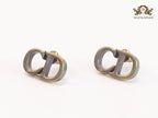 Alphabet CD oxidized gold studs
