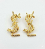 Gold Plated YSL Statement Stud Earrings