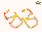 Multi coloured Open V rectangular hoops