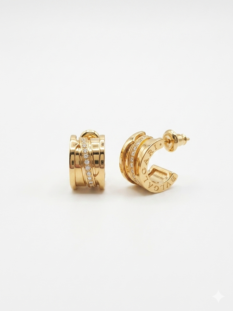 Gold Plated Alphabet BVL Hoop Earrings with CZ