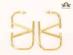 Open V gold rectangular hoops 70 mm xl