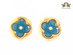 Blue onyx and gold studs