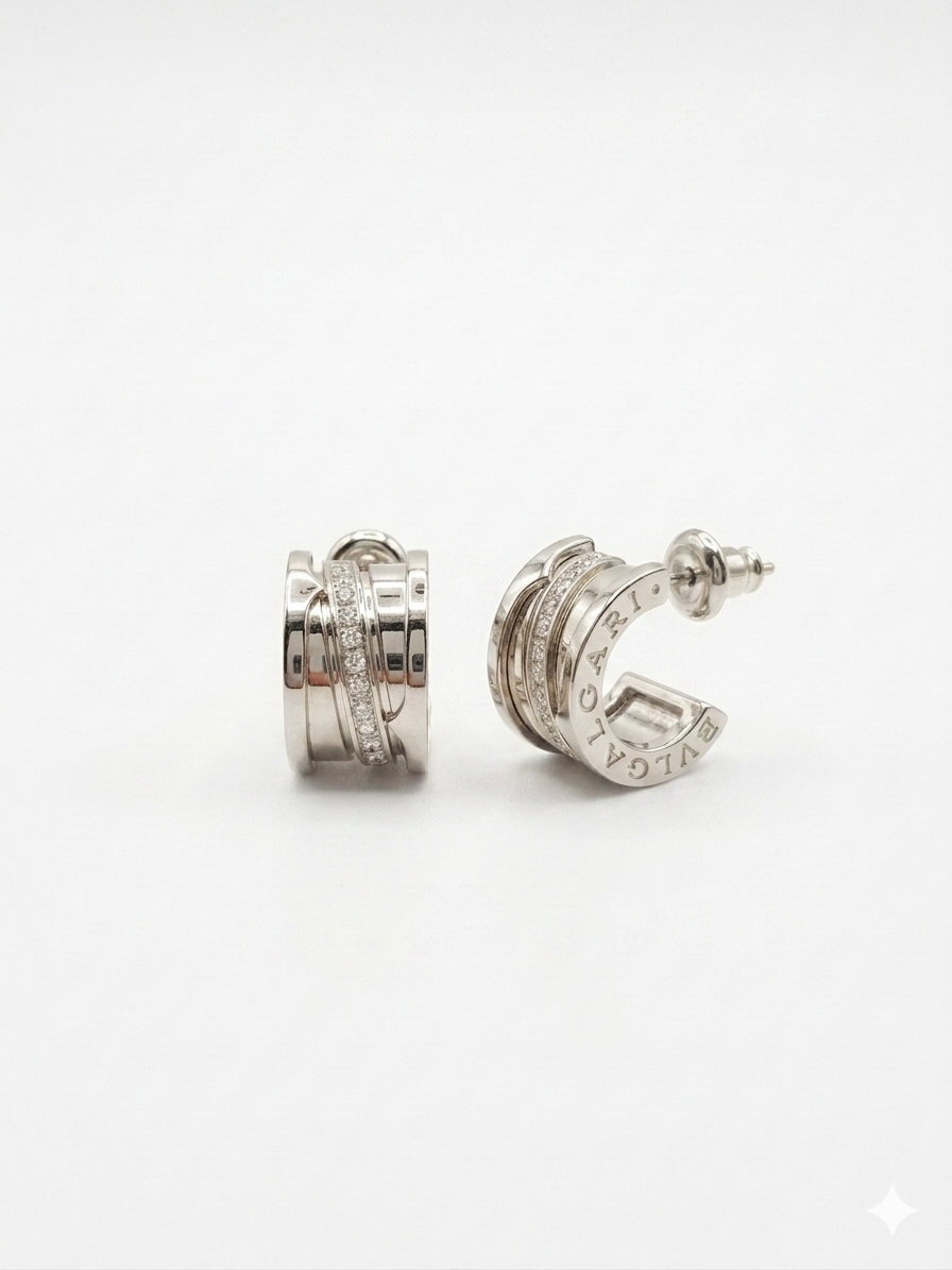 Platinum Plated BVL Hoop Earrings with CZ
