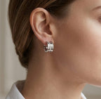 Platinum Plated BVL Hoop Earrings with CZ