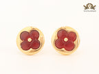 Red onyx and gold studs