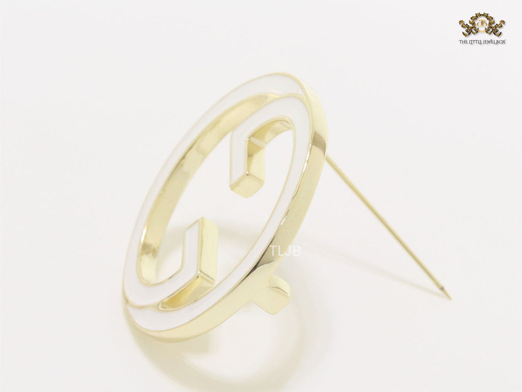 White enamel Double G Brooch