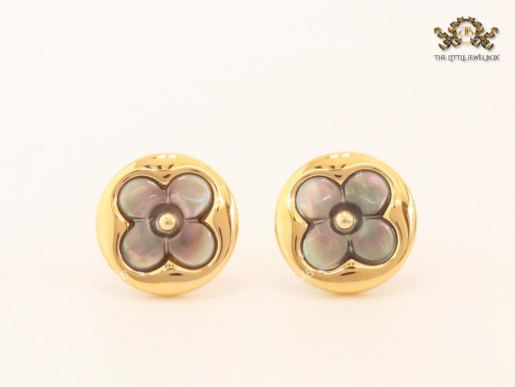 Grey MOP and gold studs