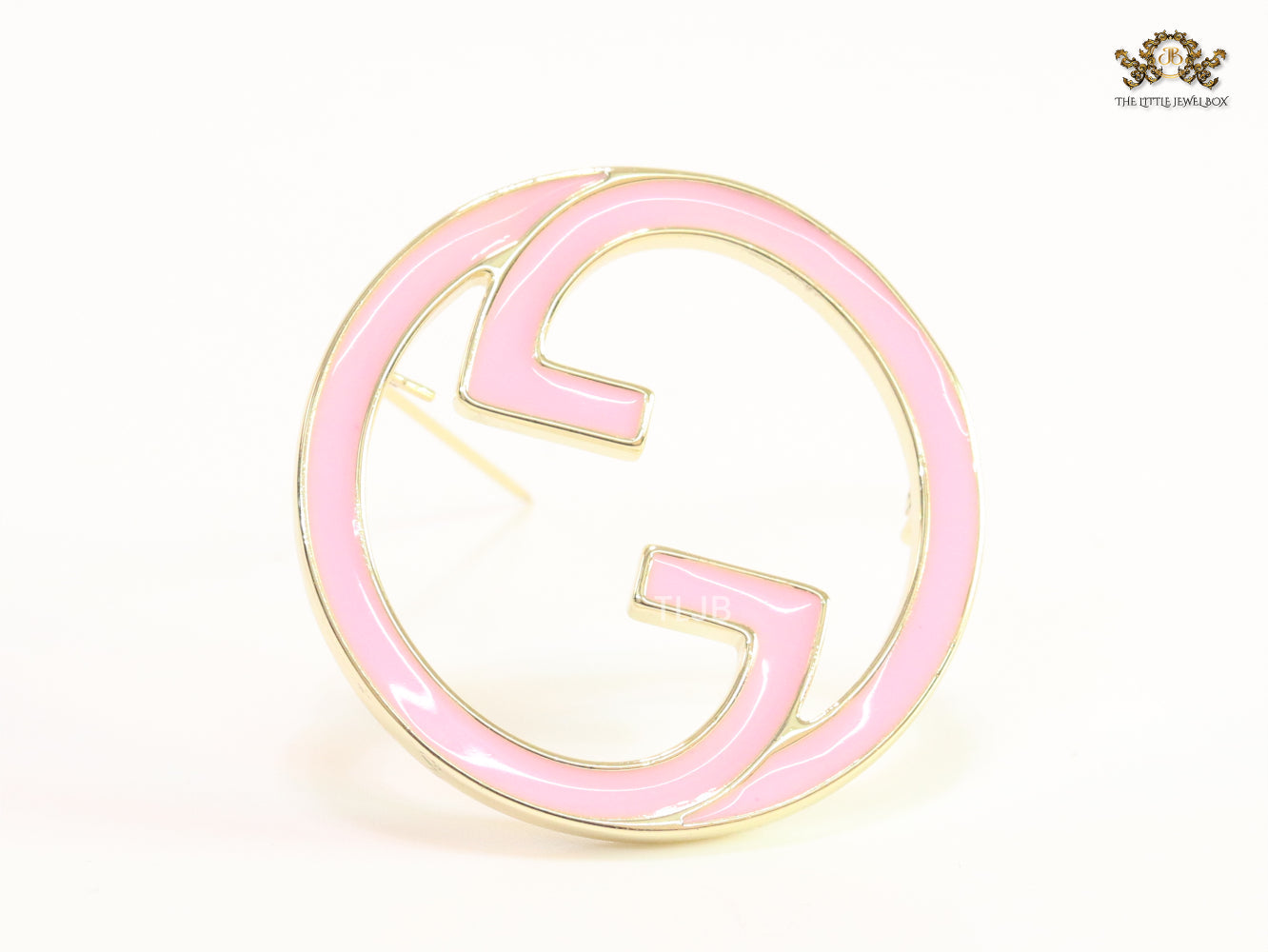 Pink enamel Double G Brooch