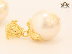 Gold medusa and 25 mm pearl dangles