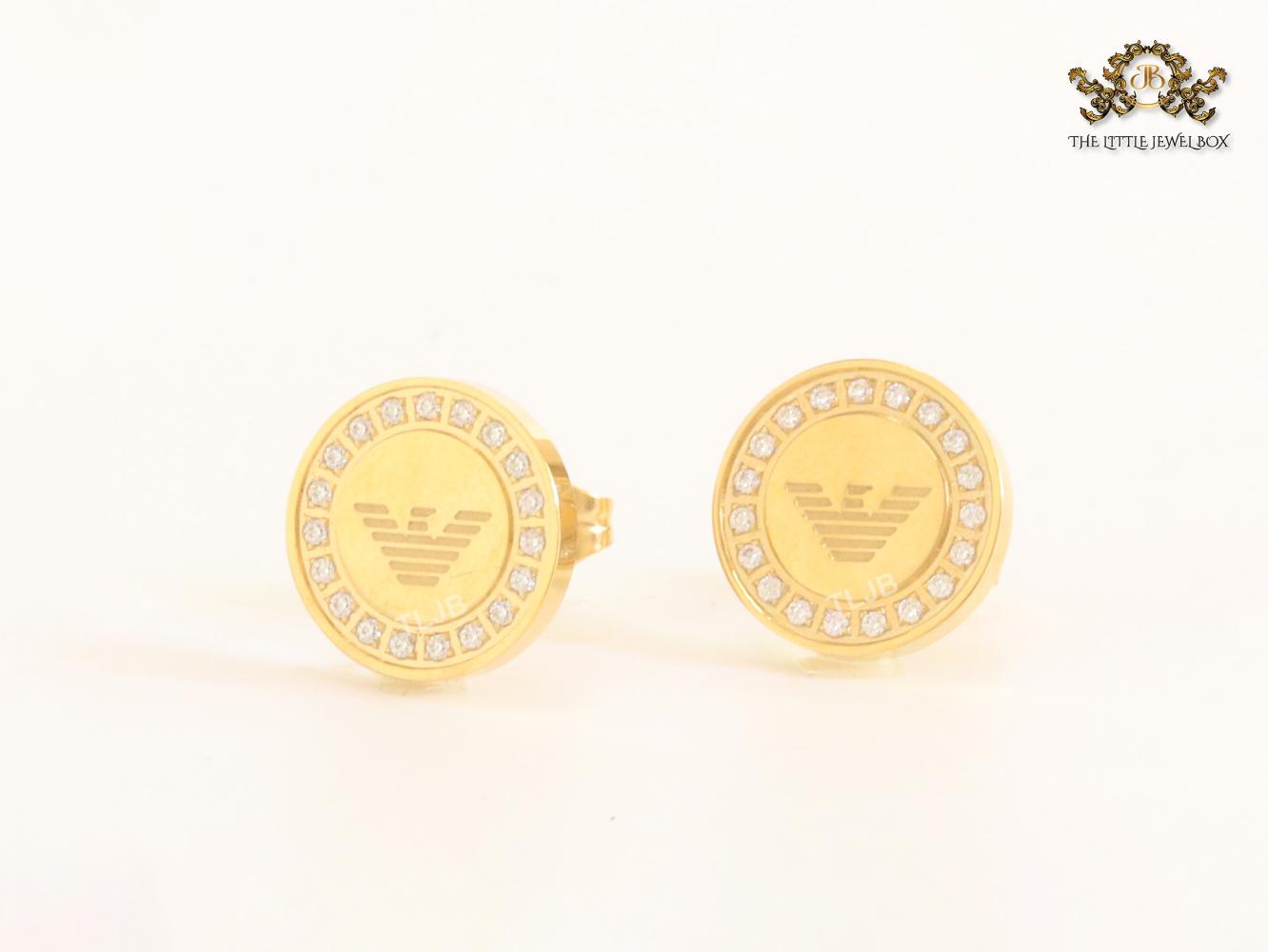 Alphabet A Cz and gold clip on studs