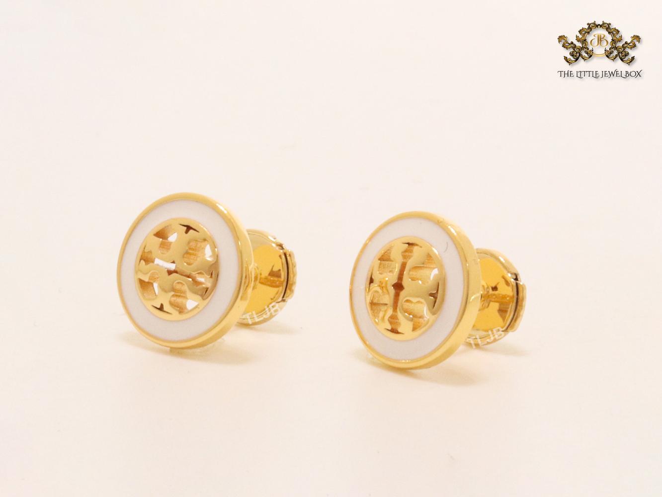 Alphabet T white enamel studs