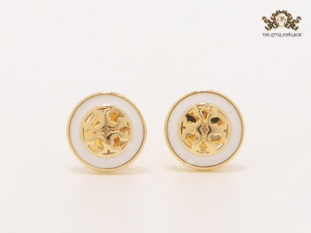 Alphabet T white enamel studs